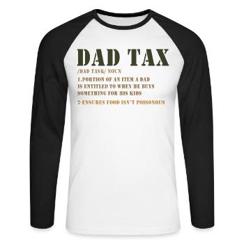 T-shirt fiscal pour papa : Budget des enfants - T-shirt baseball manches longues Homme - blanc/noir - Devant - Nik (191cm)