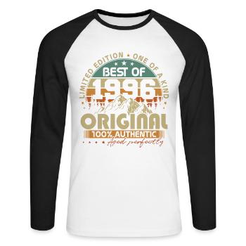 Original 1996 Jahrgang Vintage Retro Geburtstag - Unisex Baseballshirt langarm - Weiß/Schwarz - Vorne - Nik (191cm)