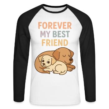 Süße Hunde Best Friend Pastell Grafik Design - Unisex Baseballshirt langarm - Weiß/Schwarz - Vorne - Nik (191cm)