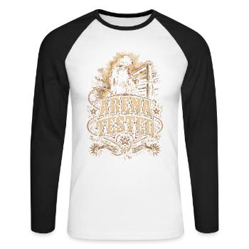 Rodeo Amerikanisch Arena Tested - Unisex Baseballshirt langarm - Weiß/Schwarz - Vorne - Nik (191cm)