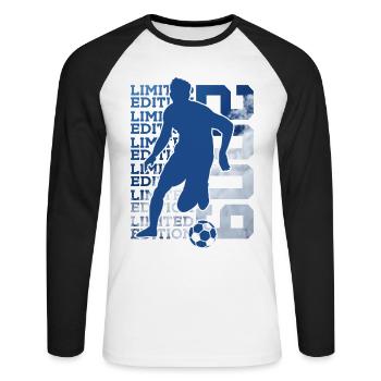 LIMITED EDITION 2009 FUßBALL 17. GEBURTSTAG - Unisex Baseballshirt langarm - Weiß/Schwarz - Vorne - Nik (191cm)