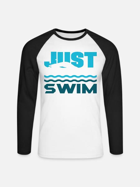 Lustige Schwimmer Sprüche & Schwimmverein Design - Unisex Baseballshirt langarm - Weiß/Schwarz