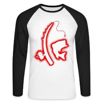 Angel Angeln Herren Kinder Jungen Angler - Unisex Baseballshirt langarm - Weiß/Schwarz - Vorne - Nik (191cm)