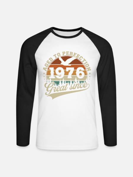 1976 Vintage Jahrgang Geburtstag Retro - Unisex Baseballshirt langarm - Weiß/Schwarz