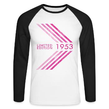 Édition limitée 1953 Femmes d’anniversaire - T-shirt baseball manches longues Homme - blanc/noir - Devant - Nik (191cm)
