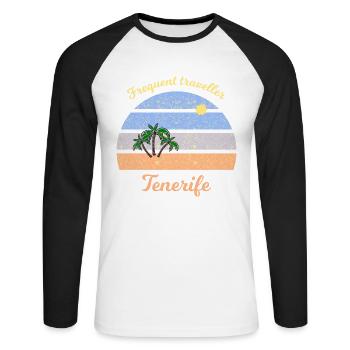 Frequent traveller Tenerife - Unisex Long Sleeve Baseball T-Shirt - white/black - Front - Nik (191cm)