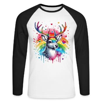 Rentier Reindeer - T-shirt baseball manches longues Homme - blanc/noir - Devant - Nik (191cm)