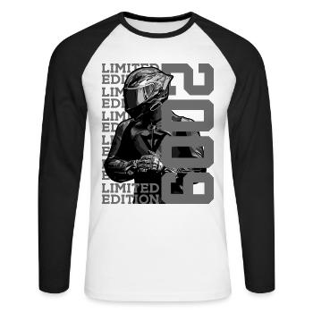 LIMITED EDITION 2009 MOTORCYCLE 17TH BIRTHDAY - Unisex Long Sleeve Baseball T-Shirt - white/black - Front - Nik (191cm)