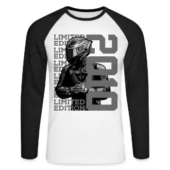 ÉDITION LIMITÉE 2010 ANNIVERSAIRE MOTOCYCLETTE 16E - T-shirt baseball manches longues Homme - blanc/noir - Devant - Nik (191cm)