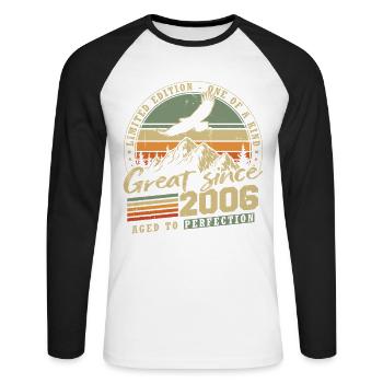2006 Vintage Jahrgang Geburtstag Retro - Unisex Baseballshirt langarm - Weiß/Schwarz - Vorne - Nik (191cm)