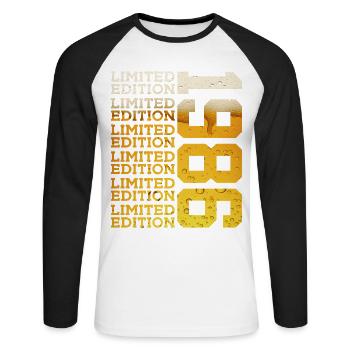BIÈRE ÉDITION LIMITÉE 1986 40E ANNIVERSAIRE - T-shirt baseball manches longues Homme - blanc/noir - Devant - Nik (191cm)