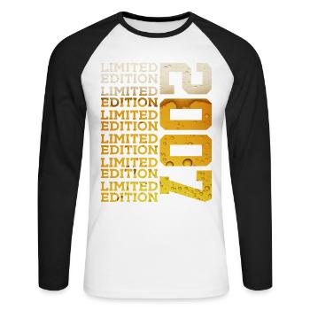 LIMITED EDITION 2007 BEER 19TH BIRTHDAY - Unisex Long Sleeve Baseball T-Shirt - white/black - Front - Nik (191cm)