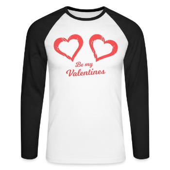 Be my Valentines Heart Brush - Unisex Long Sleeve Baseball T-Shirt - white/black - Front - Nik (191cm)