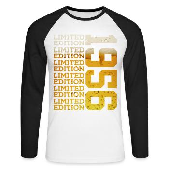 BIÈRE ÉDITION LIMITÉE 1956 70E ANNIVERSAIRE - T-shirt baseball manches longues Homme - blanc/noir - Devant - Nik (191cm)