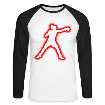 Boxe sportive Boxer Enfants Femmes Filles Box - T-shirt baseball manches longues Homme - blanc/noir - Devant - Nik (191cm)
