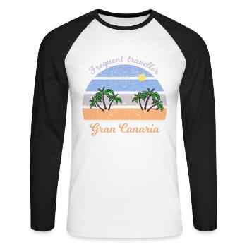 Gran Canaria Palmenstrand Retro - Unisex Baseballshirt langarm - Weiß/Schwarz - Vorne - Nik (191cm)