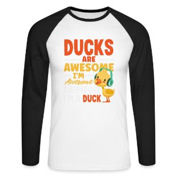 Motifs drôles de canards Citons amoureux de canards - T-shirt baseball manches longues Homme - blanc/noir - Devant - Nik (191cm)