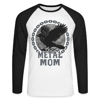 Metal Mom Raven Gift Heavy Metal Woman - Unisex Long Sleeve Baseball T-Shirt - white/black - Front - Nik (191cm)