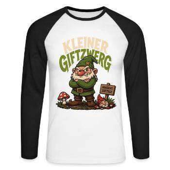 Kleiner Giftzwerg – Frecher Humor Spruch - Unisex Baseballshirt langarm - Weiß/Schwarz - Vorne - Nik (191cm)