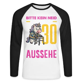Mit 30 Noch So Gut Aussehe - Unisex Baseballshirt langarm - Weiß/Schwarz - Vorne - Nik (191cm)