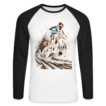 USA Motocross Dirt Bike Rider - Unisex Long Sleeve Baseball T-Shirt - white/black - Front - Nik (191cm)