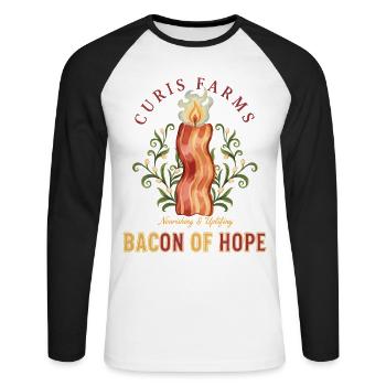 Breakfast Bacon Of Hope Brunch Café Drôle - T-shirt baseball manches longues Homme - blanc/noir - Devant - Nik (191cm)