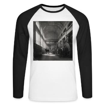 Lost Place Moose Art noir & blanc Crime animalier - T-shirt baseball manches longues Homme - blanc/noir - Devant - Nik (191cm)