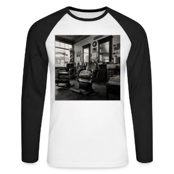 Vintage Barbershop Cat Retro Animal Crime - Unisex Long Sleeve Baseball T-Shirt - white/black - Front - Nik (191cm)