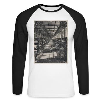 Lost Places Fox Retro Industrie Crime Animal - T-shirt baseball manches longues Homme - blanc/noir - Devant - Nik (191cm)