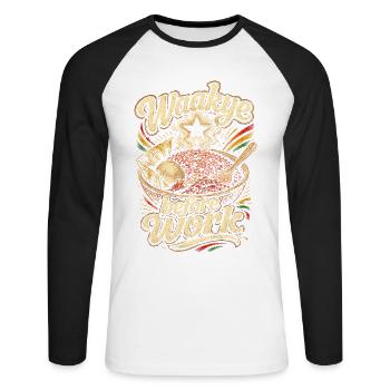 Ghana Ghanesisch Waakye avant le travail - T-shirt baseball manches longues Homme - blanc/noir - Devant - Nik (191cm)