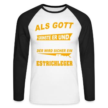 Estrichleger Sprüche - Unisex Baseballshirt langarm - Weiß/Schwarz - Vorne - Nik (191cm)