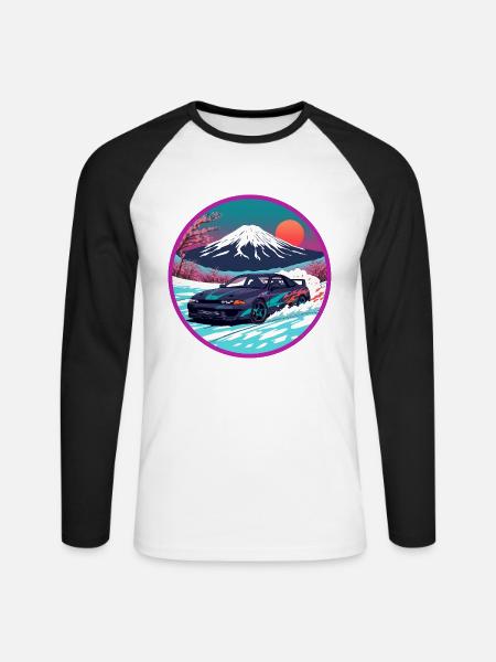 Neon Fuji Midnight Performance Edition - Unisex Baseballshirt langarm - Weiß/Schwarz