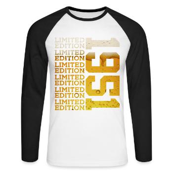 BIÈRE ÉDITION LIMITÉE 1951 75E ANNIVERSAIRE - T-shirt baseball manches longues Homme - blanc/noir - Devant - Nik (191cm)