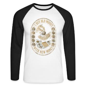 Collectionneur de pièces Numismatique, Collection de pièces - T-shirt baseball manches longues Homme - blanc/noir - Devant - Nik (191cm)