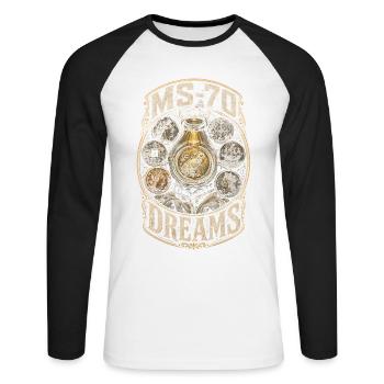 Collectionneur de pièces Numismatique Collection MS-70 Rêves - T-shirt baseball manches longues Homme - blanc/noir - Devant - Nik (191cm)