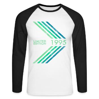 1995 Limited Edition Birthday Man Woman Sport - Unisex Long Sleeve Baseball T-Shirt - white/black - Front - Nik (191cm)