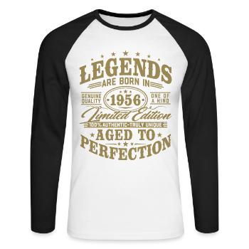 Cadeau d’anniversaire vintage vintage rétro de 1956 - T-shirt baseball manches longues Homme - blanc/noir - Devant - Nik (191cm)
