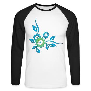 Blue flowers - Unisex Long Sleeve Baseball T-Shirt - white/black - Front - Nik (191cm)