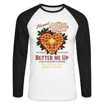 Breakfast Funny Brunch Coffee Peanut Butter - Unisex Long Sleeve Baseball T-Shirt - white/black - Front - Nik (191cm)
