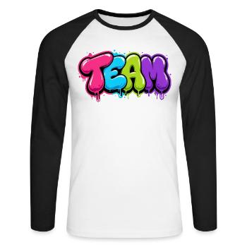 Team - Unisex Baseballshirt langarm - Weiß/Schwarz - Vorne - Nik (191cm)