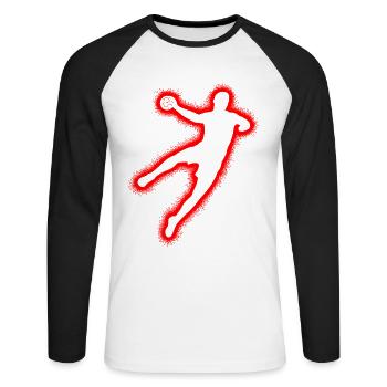 Handballspieler Handballer Herren Jungen Handball  - Unisex Baseballshirt langarm - Weiß/Schwarz - Vorne - Nik (191cm)