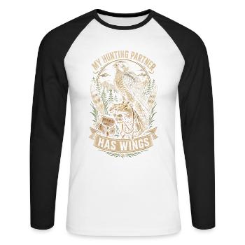 Falknerei Falkner My Hunting Partner Has Wings - Unisex Long Sleeve Baseball T-Shirt - white/black - Front - Nik (191cm)