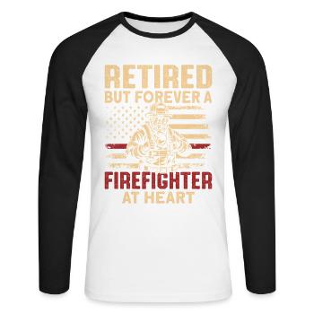 Retired But Forever A Firefighter At Heart - Unisex Long Sleeve Baseball T-Shirt - white/black - Front - Nik (191cm)