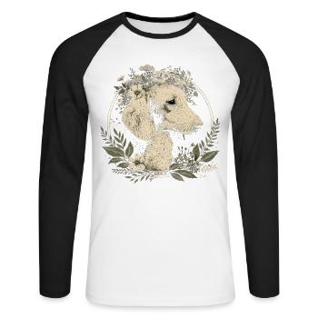 Couronne de fleurs de chien viennoise de teckel - T-shirt baseball manches longues Homme - blanc/noir - Devant - Nik (191cm)