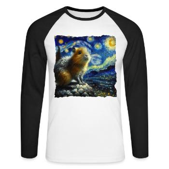 Aguti Starry Night - Unisex Long Sleeve Baseball T-Shirt - white/black - Front - Nik (191cm)