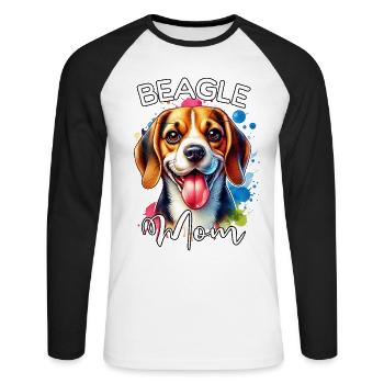 Maman Beagle - T-shirt baseball manches longues Homme - blanc/noir - Devant - Nik (191cm)