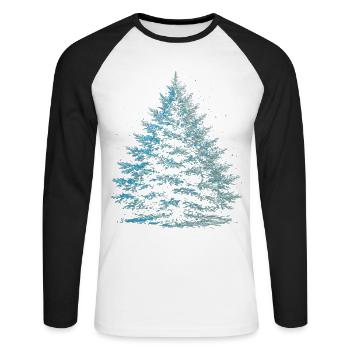 Snow Fir In Winter Winter Tree Winter - Unisex Long Sleeve Baseball T-Shirt - white/black - Front - Nik (191cm)