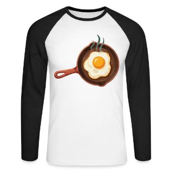 Breakfast Funny Brunch Coffee Pancake Bacon Food - Unisex Long Sleeve Baseball T-Shirt - white/black - Front - Nik (191cm)