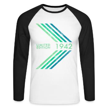 1942 Limited Edition Geburtstag Herren Damen Sport - Unisex Baseballshirt langarm - Weiß/Schwarz - Vorne - Nik (191cm)