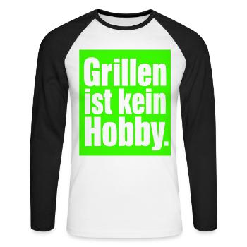 BBQ Spruch Geschenk für Männer & Papa Grillfans - Unisex Baseballshirt langarm - Weiß/Schwarz - Vorne - Nik (191cm)